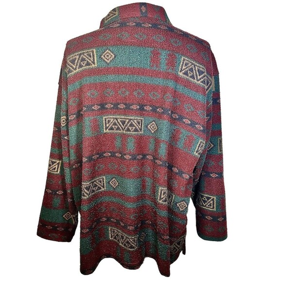 Vintage 90’s Aztec Print Fleece Button Up Shirt Jacket (fits Men’s XL) - Picture 2 of 3